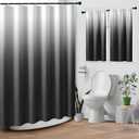 Culudea Black Ombre Waffle Textured Cloth Shower Curtain Set, Modern Gradient Bathroom Window Waterproof Shower Curtains for Bathroom Decor