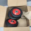 4 Pack 6 x 1.5 Inch Solid Rubber Wheels, 1/2 Inch Bore Axle Replacement Hand Truck Wheel with Ball Bearing, 176 Lbs Capacity Flat Free Rubber Tire (Red)