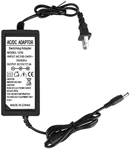 12V 5A Power Supply, Waysse AC DC Adapter, Converter 100-240V to 12 Volt 5 Amp Transformer 5.5x2.1mm Plug for LED Strip Light DVR NVR Security Cameras System CCTV Accessories