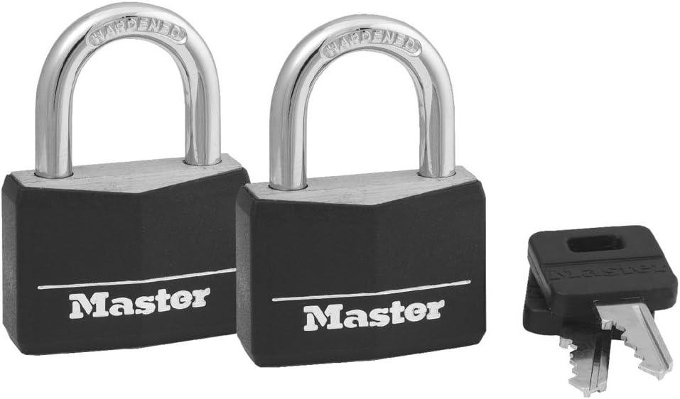Master Lock Covered Padlocks with Key, Outdoor Locks, 2 Pack, 141T (Black)