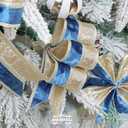 Navy Blue Velvet Wired Christmas Ribbon 2.5 Inch Blue and Gold Holiday Ribbon  10-Yards Roll for Tree Decorations, Gift Wrapping, Wreaths, and DIY Crafts