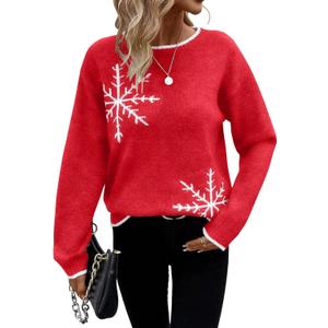ZAFUL Women's Christmas Sweater Ugly Christmas Pullover Sweater Knit Long Sleeves Novelty Pullover for Party (Medium)