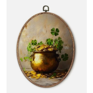 Hxlac Shamrock Hat Oval Wall Art Framed, Vintage St Patricks Day Irish Oval Wall Decor, Farmhouse Spring Hanging Canvas Prints Wall Sculptures for Home Living Room Bedroom Decor, 8.5x11.5 Inch