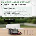 RV Fan Vent K6010-81 Lift Motor, Fit for Dometic Fan-Tastic B Series Models 807350 & 803350 RV Roof Vent 17 RPM Motors - Replace Older K6050-81 & K6050-80 for Autotrol 200-0535A 7 RPM Motors