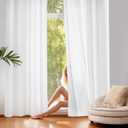 NICETOWN Non-See-Through White Sheer Curtains 63 inches Long 2 Panels, 42" Wide Grommet Window Curtains Drapes for Bathroom, Kitchen, Bedroom- Light Filtering Elegant Window Drapes