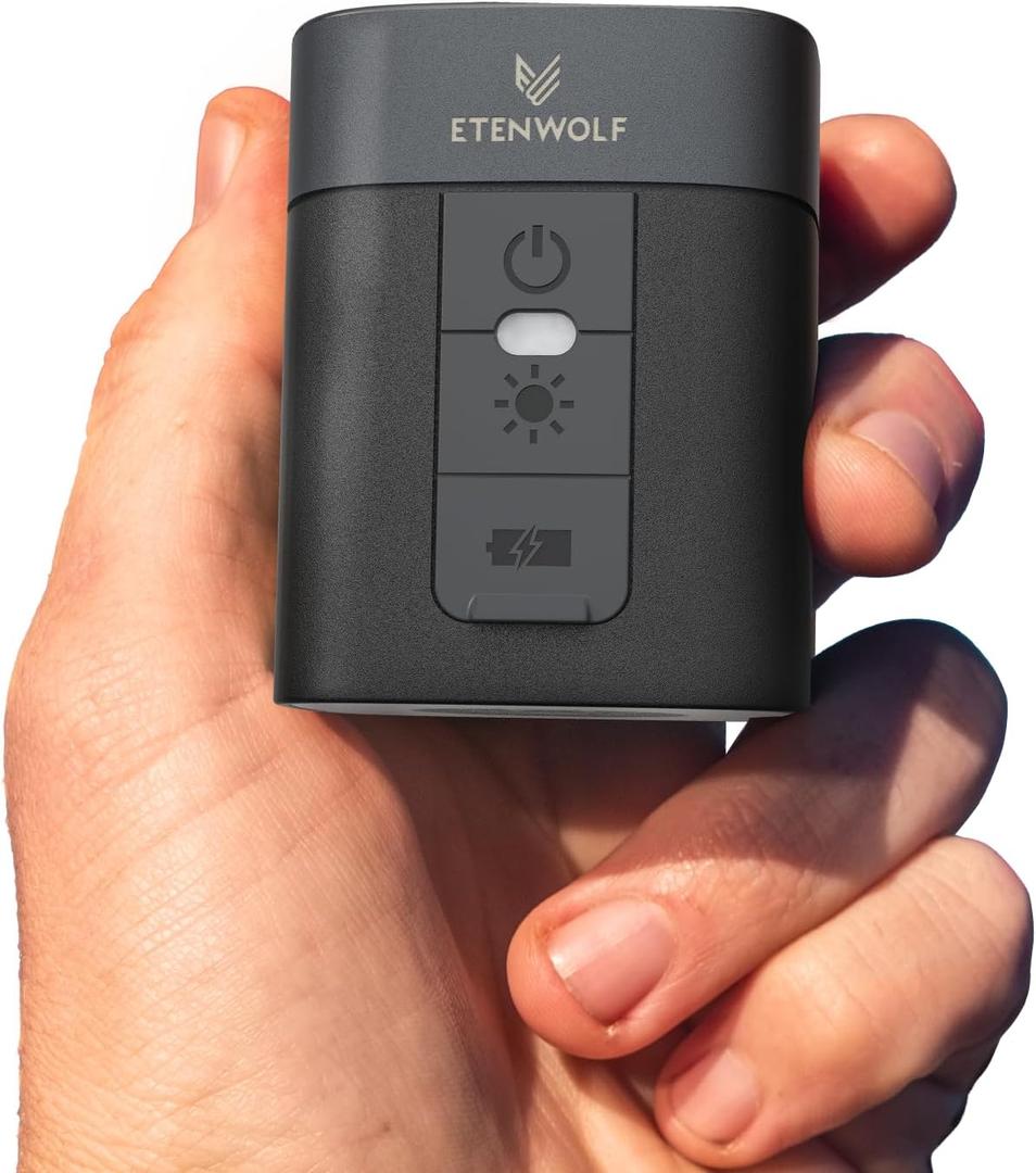 ETENWOLF AIR 3 Air Pump for Inflatables with 2600 mAh Battery & Camping Light, Ultra-Fast and Mini Electric Air Pump, Inflate Deflate for Air Mattress, Pool Floats, Vacuum Storage Bags (Black)