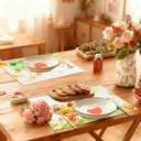 Watercolor Easter Placemat with Bunny,Placemats Set of 4,Easter Egg Dining Mat for Kitchen,Dining Room,Table Decoration,Watercolor Spring Holiday Themed Placemat 12x18 Inch