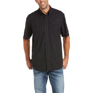 ARIAT Men's Venttek Outbound Collared Short Sleeve Button Up Shirt Casual Tops Casual Shirt - Black (Large)