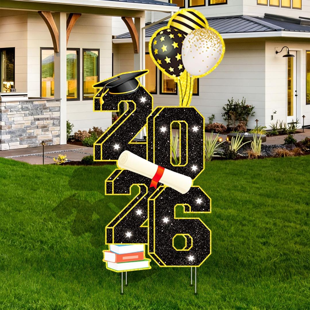 2026 Graduation Decorations -3.5FT Large Class 2026 Graduation Yard Sign Yard Decorations Congrats Graduation Lawn Signs 2026 Grad Yard Signs with Stakes for Outdoor Indoor Congrats Graduation Party Decoration Supplies