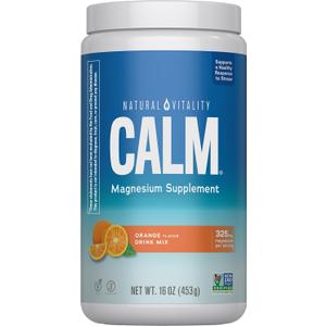 Natural Vitality Calm, Magnesium Citrate Supplement, Anti-Stress Drink Mix Powder, Gluten Free, Vegan, & Non-GMO, Orange, 16 oz (EXP 05/31/28)