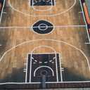 Sports Area Rug 5'x6' Floor Mat Non-Slip Kids Rugs Washable for Living Room Dining Dorm Room Bedroom Home Decor Carpet Basketball Court Wooden Floor