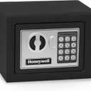Honeywell Safes & Door Locks - Bolt Down Small Safe Box with Digital Lock for Home - Steel Security Electronic Lock Box - Cabinet & Door Design Safe with 2 Keys - 0.17-Cubic Feet - Black - 5005