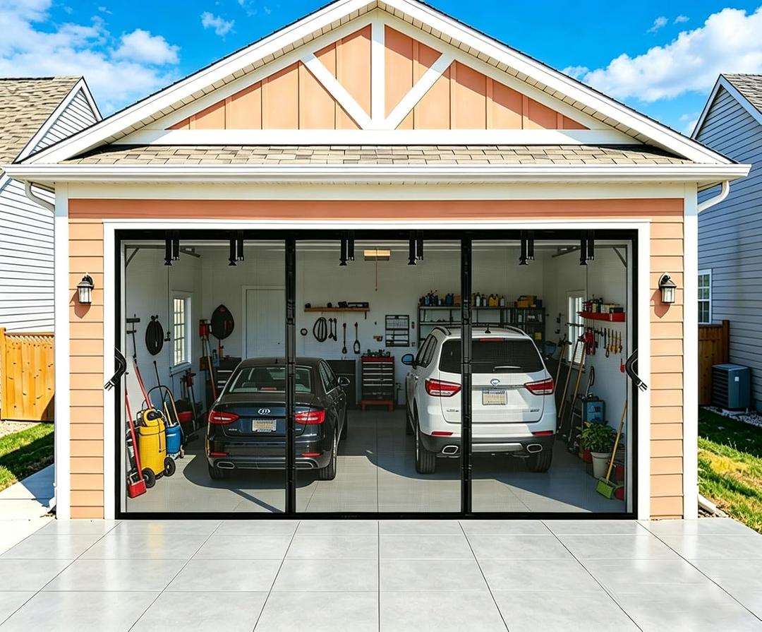 Magnetic Garage Door Net Screen Kit 18x8 FT - Heavy-Duty Fiberglass Mesh with Magnetic Closure for 2 Car Garage 18x8ft, Blocks Bugs & Enhances Privacy - Perfect for Porch Gym Barn Patio Use