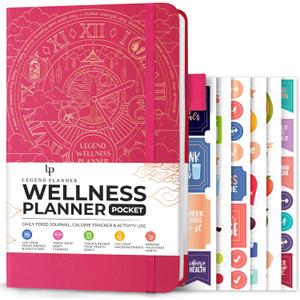 Legend Wellness Planner & Food Journal Pocket  Daily Diet & Health Journal with Weight Loss, Measurement & Exercise Trackers  Lifestyle & Nutrition Diary  Lasts 6 Months, 3.9x6.3  Hot Pink