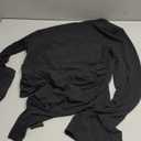 SAUNGKUAI Women's Bodysuits Backless Bell Sleeve Mesh Ruched Bodysuit Boat Neck Open Back Going Out Tops (Large, Black)