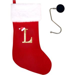 20 Inches Monogrammed Christmas Stockings with Letters,Super Soft Christmas Stockings Large Monogram Stockings Red Letter Stockings for Christmas Holiday Xmas Gift