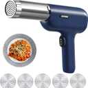 Uspring Handheld Electric Pasta Maker, 5-in-1 Cordless Pasta Maker Machine, Portable Noodle Maker with Dough Cutter, Automatic Noodle Press Machine, Homemade Spaghetti Maker-Blue