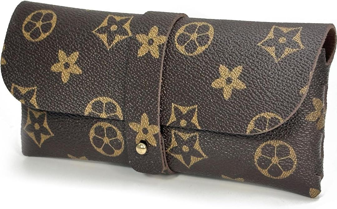 2 x Glasses storage bag Travel sunglasses myopia glasses storage bag Fashion leather storage bag (Deep Coffee)