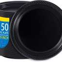 WELLIFE Black Plastic Plates 9 Inch -150 Count for Party, Plastic Disposable Dinner Plates for Easter Picnic BBQ (9Inch150 Guests)