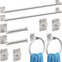 Brushed Nickel Bathroom Accessories Set, 10 Pieces Bathroom Hardware Set, 24 inch Towel Bar, Towel Racks for Bathroom, Robe Towel Hooks, Toilet Paper Holder Wall Mounted