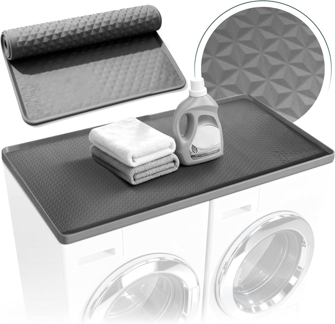 Washer Dryer Countertop Silicone Mat  Flexible, Non-Rigid Design (Not Wood or Solid Board), Large Non-Slip Waterproof Top Protector for Washer & Dryer, Anti-Scratch Laundry Machine Cover, 54 x 27.5 (Gray)
