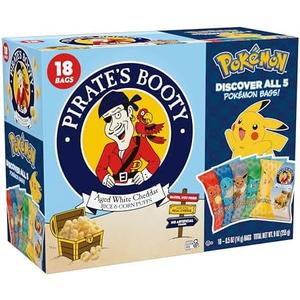 Pirate's Booty Pokmon Multipack, Aged White Cheddar Cheese Puffs, Gluten-Free, Kids Snacks, 0.5oz (18ct), Best Before Date 01/26/2026
