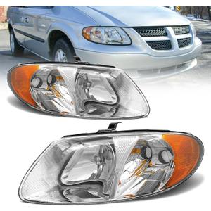 AS 2001-2007 Dodge Caravan Headlight Assembly for 01-07 Grand Caravan Chrysler Town & Country with 113.3 inch Short-Wheelbase(NOT FOR long-wheelbase 119.3-inch) Clear Lens Chrome Housing