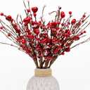 Valentines Day Decorations Floral Picks Stems - 8Pcs,16 Inch Artificial Red Berry Heart Shaped Branches Gift for Wedding Home Vase Decor