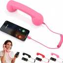 Retro Phone Handset,2026 New Retro Style Type-C Phone Handset,Type-C Retro Telephone Wired Handsets Style Landline Handle Receiver for Cell Mobile Video Conferences,Calls,Meetings (Pink)