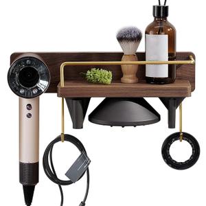 for Dyson Supersonic Hair Dryer Wall Mount Stand Holder, Blow Dryer Accessories and Attachments Organizer Storage Rack, Wood