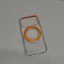 TORRAS 360 Magnetic Stand for iPhone 17 Pro Case, [Rotatable Sturdy Kickstand][Fit for MagSafe][4X Mil-Grade Shockproof] Slim Transparent Phone Cover, Camera Button, Clear Orange, Ostand O3 Fitness