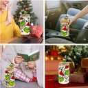 Dyatgerttide Christmas Glass Can Cup, 18oz Holiday Iced Coffee Cup with Lid and Straw, Beer Can Glass, Christmas Gift for Friend and Family