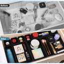 Kutesna 15 Piece Drawer Organizer Set, 3 Size Interlocking Plastic Storage Bins for Office Supplies, Jewelry Makeup Vanity, Bathroom Kitchen, Home Organization Closet, Gadgets Small Items, Black