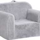 Toddler Chair Plush Kids Couch, Comfy Kids Sofa Toddler Lounger Chair for Bedroom, Convertible Toddler Couch for Girls and Boys, Reading Chair for Kids (Grey)