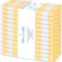 Blue Needles Gingham Buffalo Plaid Cloth Napkins 100% Cotton Set of 12 Dinner Table Napkins 18x18 inch - Spring Summer Easter - Soft, Reusable, Washable Perfect for Everyday Use - Lemon Yellow & White
