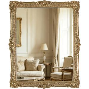 OIGUMR Decorative Wall Mirror, Gold,Freestanding or Wall Mount,13x 16 inch