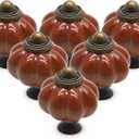 12pcs Dark Red Vintage Ceramic Cabinet Knobs and Drawer Pulls with Mounting Screws