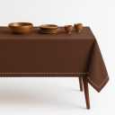 Brown Cotton Tablecloth, Table Cover 60x102 Inch, Fits 8-10 Seats, Soft, Durable, Washable, Wrinkle Resistant, Rectangle Table Cloth for Dining, Holiday Gatherings, Dinner, Weddings