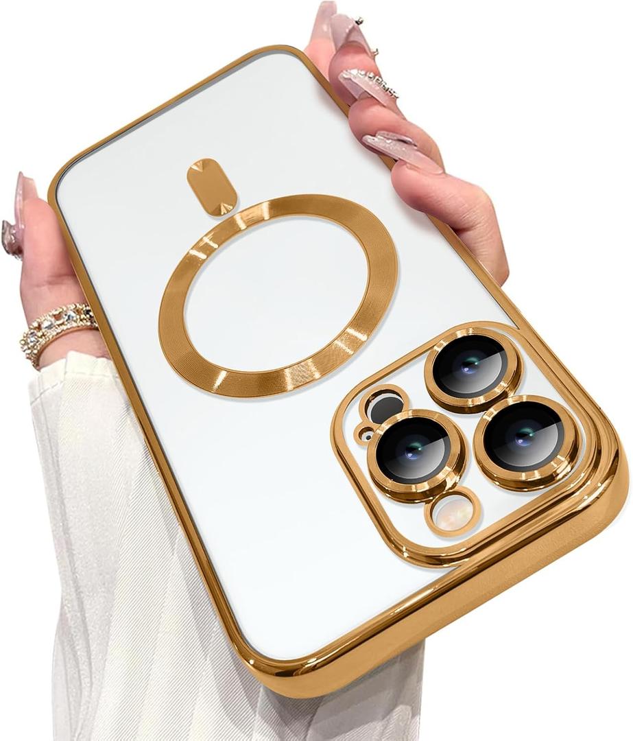 ZIYE Magnetic Case Made for iPhone 16 Pro 6.3 Inch [Compatible with MagSafe] Soft TPU Phone Phone Cover with Full Camera Lens Anti-Scratch Drop Protection Phone Case for Women Men, Desert Titanium