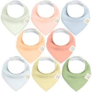 KeaBabies 8-Pack Organic Baby Bandana Bibs for Girls - Super Absorbent Triangle Baby Bibs for Drooling and Teething Infant, 100% Cotton Extra Soft for Newborn, Infant 0-36 Months (Dew)