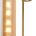 BOKT 1 Light Modern Amber Glass Wall Sconce 31" Mid Century Brushed Brass Tube Wall Sconces Lighting Gold Wall Mounted Light Fixture Indoor Bathroom Vanity Wall Lamp for Bedroom Living Room (Amber)
