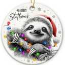3 x Sloth Ornaments 2025 for Christmas Tree - Cute Xmas Sloth Gifts for Women Friends, Teens, Adults, Double Sided Animal Ornaments for Funny Animal Lover Gifts for Men