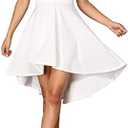 FANCYINN Women High-Low Hem Dress Spaghetti Straps Deep V Neck Floral Backless A Line Skater Cocktail Dresses, Small