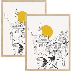 22X28 Picture Frame, 22x28 Frame Natural Oak Wood Poster Frame for Photo Wall Mounting Tabletop Home Decor, 2pack 22 by 28 Picture Frames, Beige