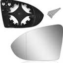 Driver Side Heated Mirror Glass Compatible with Volkswagen VW MK7, 2015-2021 Golf/GTI, 2015-2019 Golf SportWagen/R, 2017-2019 Alltrack, 2019-2021 Jetta, Left Rearview Mirror (Driver Side Mirror)