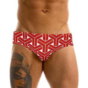 MIZOK Men's Low Rise Swimsuit Sexy Hot Body Prints Swimwear Brief (Blue) M