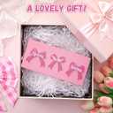 Patelai Pink Bow Wood Flatware Silverware Caddy for Countertop Small Decorative Christmas Utensil Holder Kitchen Counter with 3 Compartment Farmhouse Knife Spoon and Fork Holder for Party Kitchen