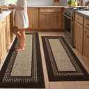 Kitchen Rugs Set,Non Slip Kitchen Mats for Floor-Thick Stain Resistant Kitchen Floor Mat Runner Carpet for Hallways Entryway Laundry Room Washable(20"x48"+20"x59",Brown)