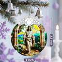 Jesus Stained Glass Christmas Decorations - Religious Christmas Ornaments | Christian Home Decor | Holiday Ornaments Religious Gifts | Christian Gifts | Lord Jesus Gift for Easter or Xmas