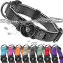 WhoseID AirTag Dog Collar, Waterproof Reflective Dog Collar with AirTag Holder and Magnetic Buckle, Heavy Duty Pet Collar for Small Medium Large Dogs, Black